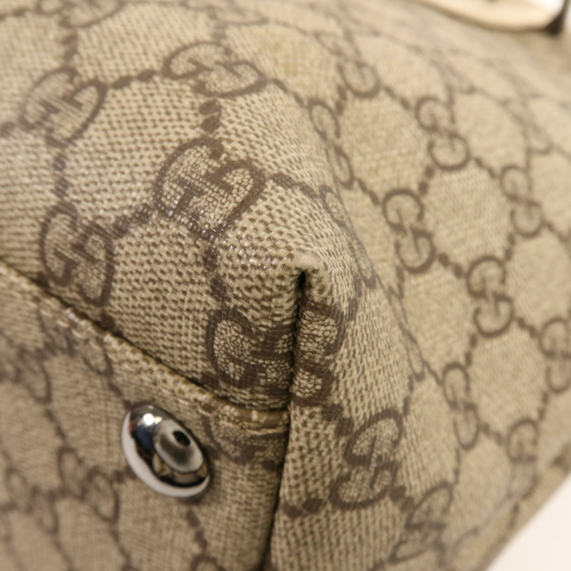 GUCCI 塗層帆布Tote Bag銀扣肩背袋-7