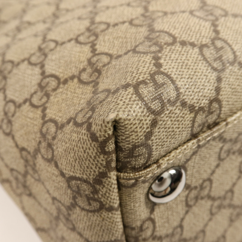 GUCCI 塗層帆布Tote Bag銀扣肩背袋-8