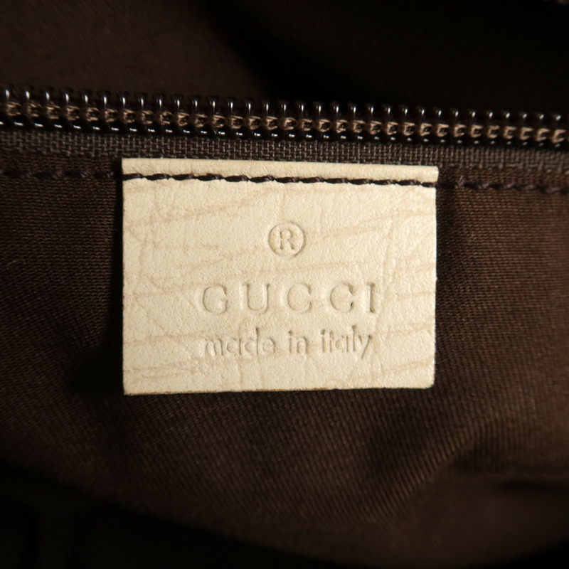 GUCCI 塗層帆布Tote Bag銀扣肩背袋-10