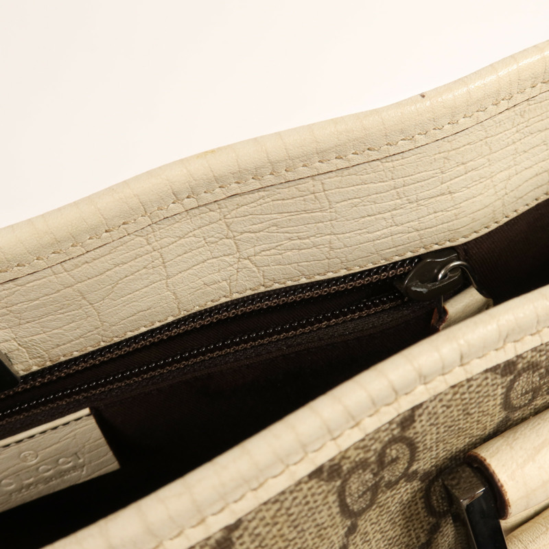 GUCCI 塗層帆布Tote Bag銀扣肩背袋-13