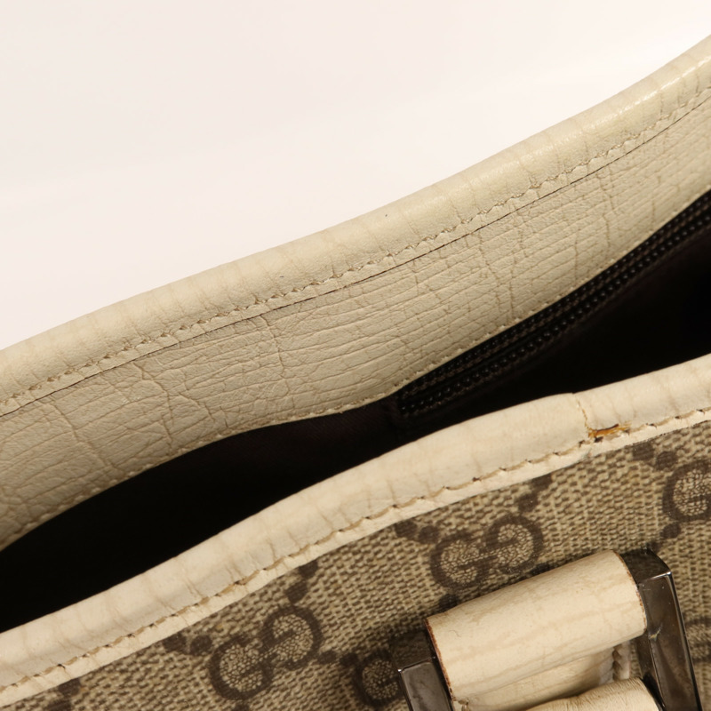 GUCCI 塗層帆布Tote Bag銀扣肩背袋-14