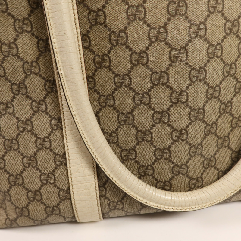 GUCCI 塗層帆布Tote Bag銀扣肩背袋-16