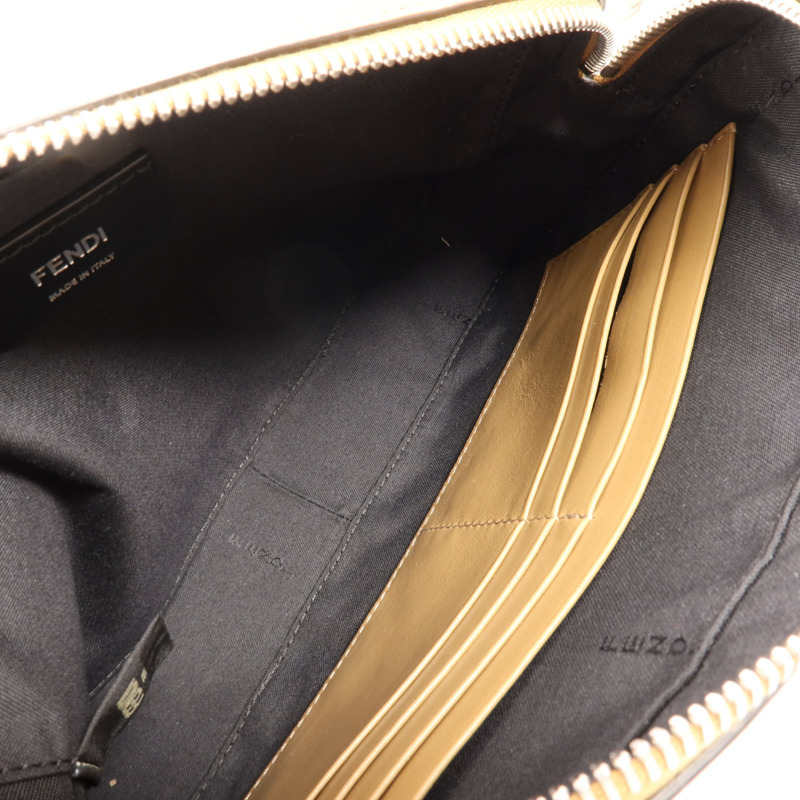 FENDI 塗層帆布/牛皮皮革Shoulder Bag銀扣肩背袋-9