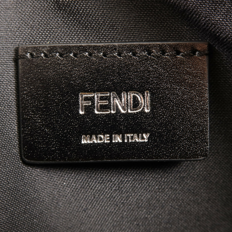 FENDI 塗層帆布/牛皮皮革Shoulder Bag銀扣肩背袋-10