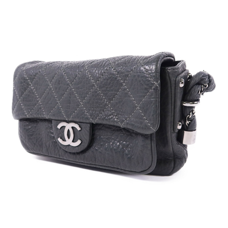 CHANEL 牛皮皮革Co Co Mark Bag銀扣肩背袋-2