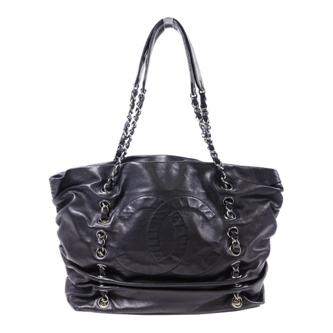 CHANEL 羊皮皮革Chain Shoulder Bag銀扣肩背袋