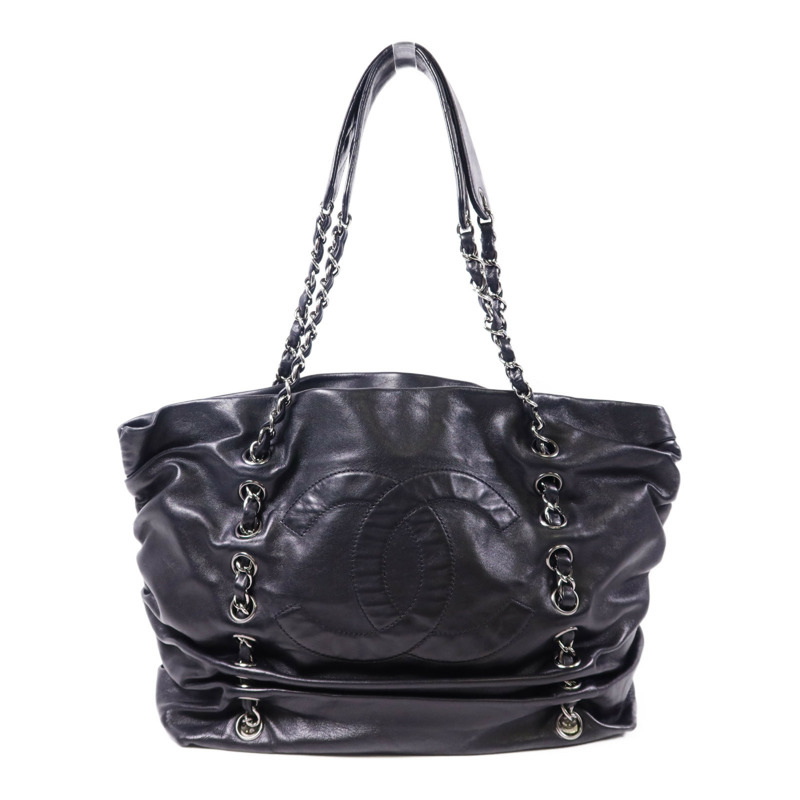 CHANEL 羊皮皮革Chain Shoulder Bag銀扣肩背袋-0