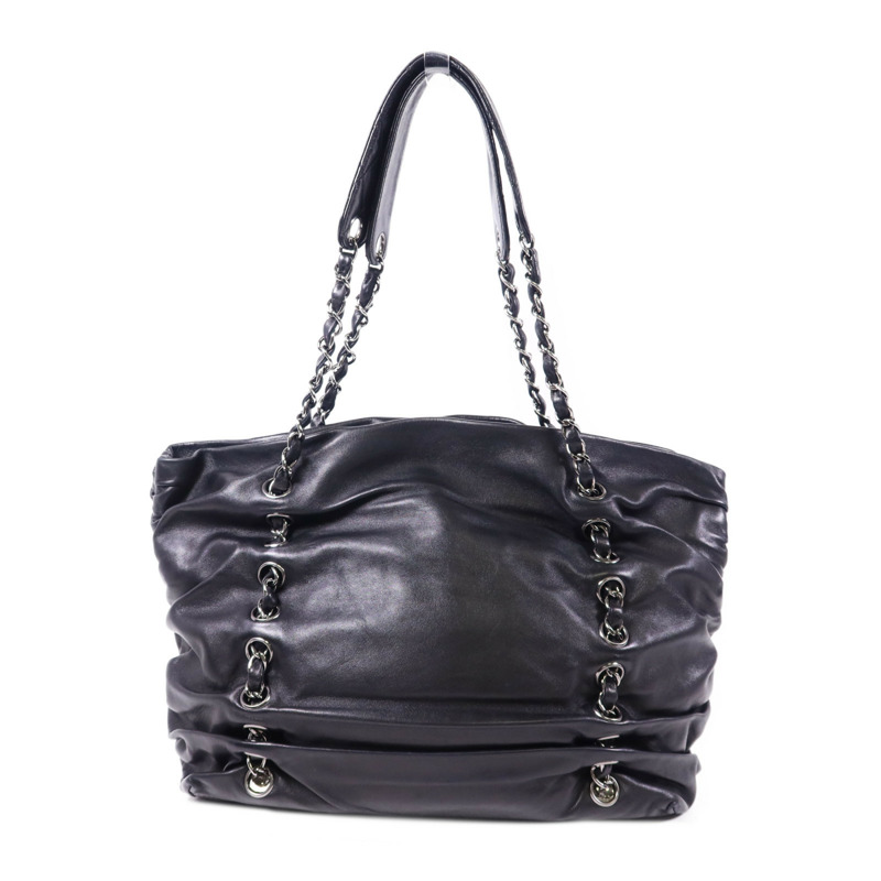 CHANEL 羊皮皮革Chain Shoulder Bag銀扣肩背袋-1