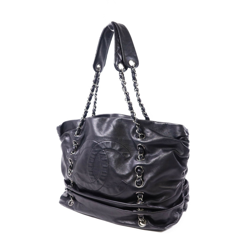 CHANEL 羊皮皮革Chain Shoulder Bag銀扣肩背袋-2