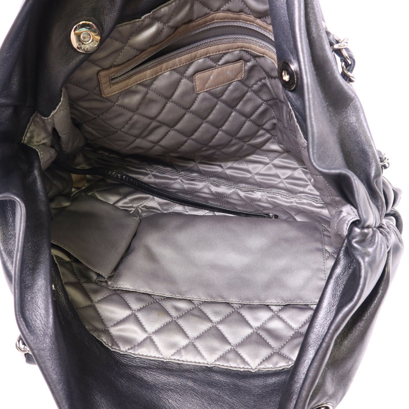 CHANEL 羊皮皮革Chain Shoulder Bag銀扣肩背袋-4