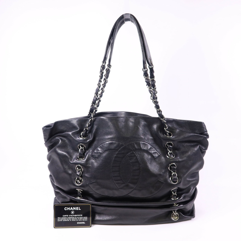 CHANEL 羊皮皮革Chain Shoulder Bag銀扣肩背袋-9