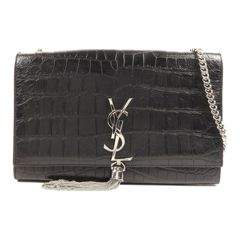 YVES SAINT LAURENT 牛皮皮革Kate Tassel銀扣鏈帶肩背袋