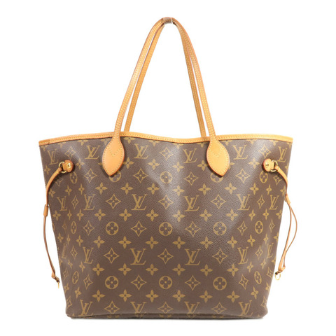 LOUIS VUITTON Monogram Neverfull MM金扣手挽袋