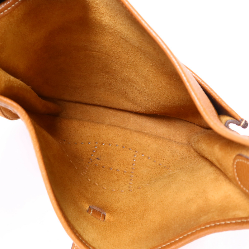 HERMES Clemence皮革Evelyne PM銀扣肩背袋Gold-4
