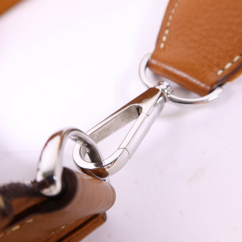 HERMES Clemence皮革Evelyne PM銀扣肩背袋Gold-8