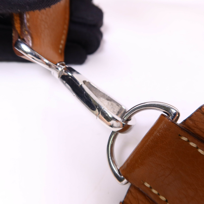 HERMES Clemence皮革Evelyne PM銀扣肩背袋Gold-9