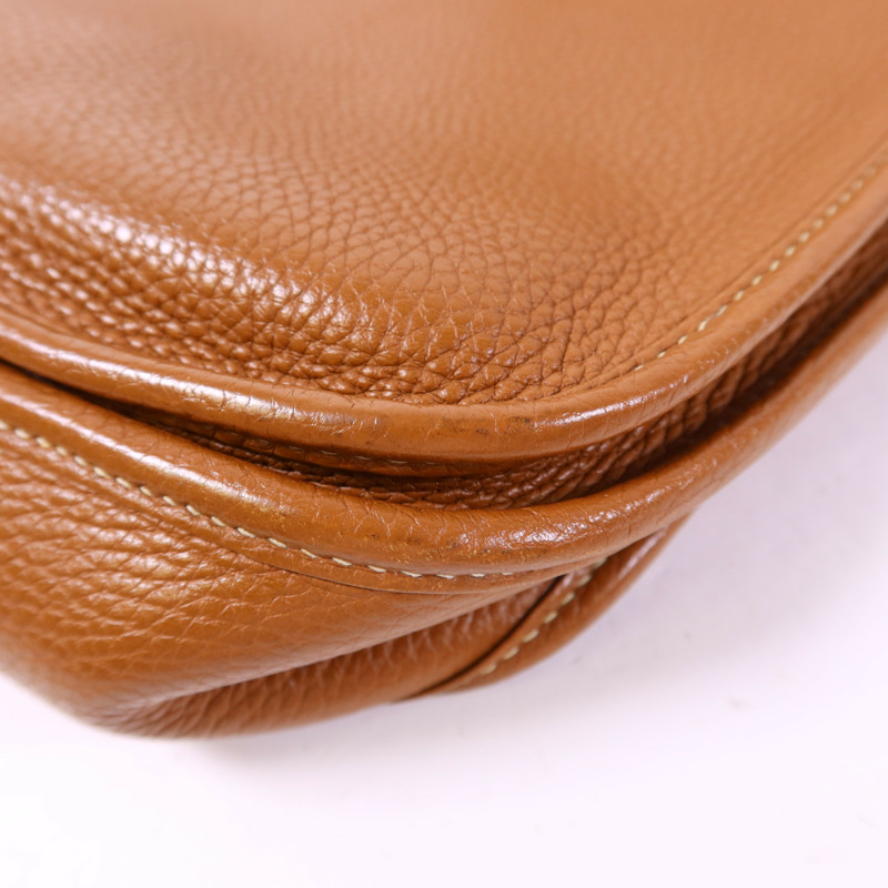 HERMES Clemence皮革Evelyne PM銀扣肩背袋Gold-12