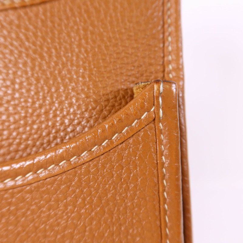 HERMES Clemence皮革Evelyne PM銀扣肩背袋Gold-15