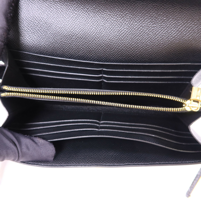 HERMES Epsom皮革Kelly Wallet金扣長錢包Noir-4