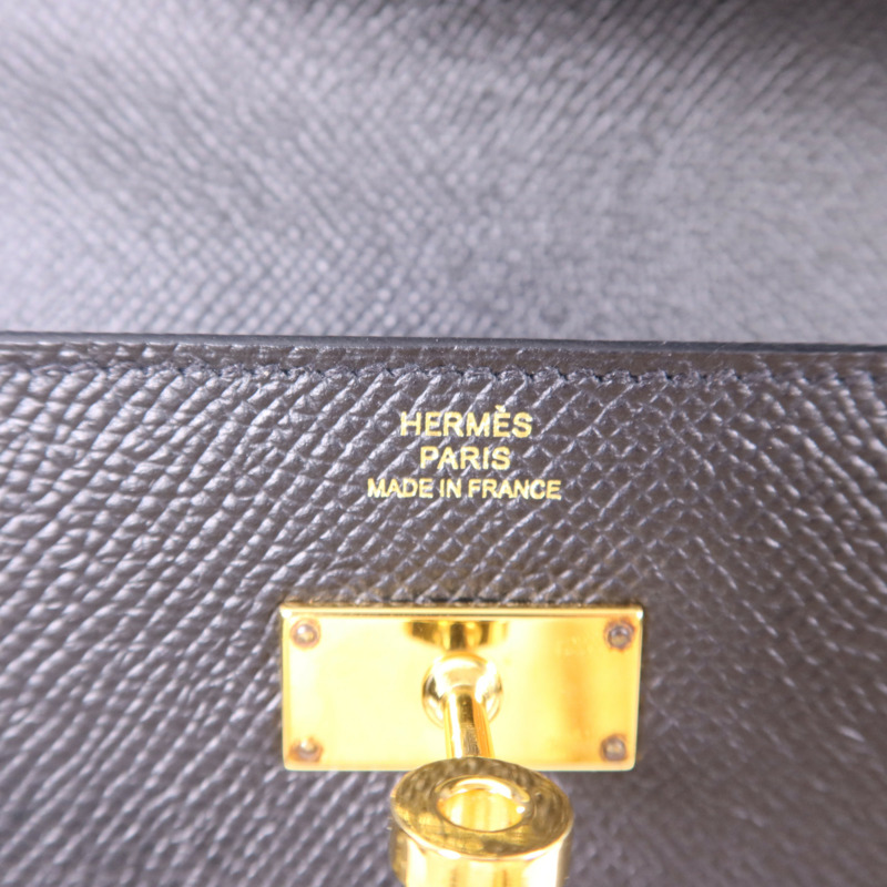 HERMES Epsom皮革Kelly Wallet金扣長錢包Noir-5