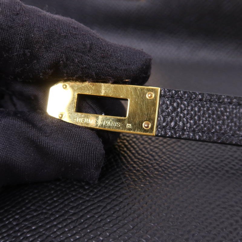 HERMES Epsom皮革Kelly Wallet金扣長錢包Noir-8