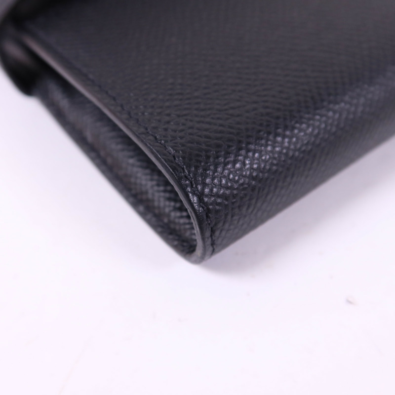 HERMES Epsom皮革Kelly Wallet金扣長錢包Noir-14