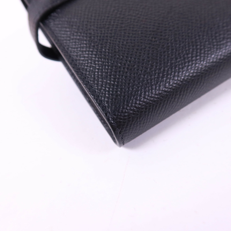 HERMES Epsom皮革Kelly Wallet金扣長錢包Noir-16