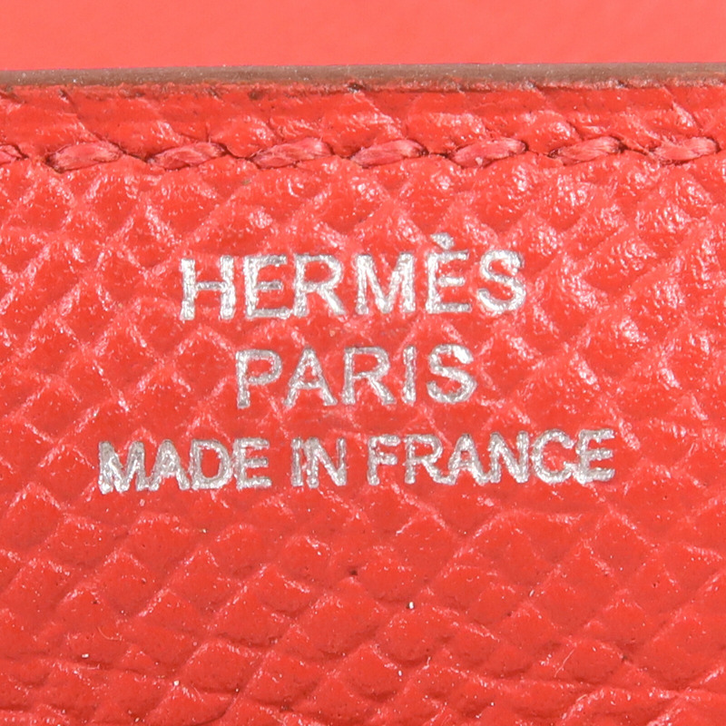 HERMES Epsom皮革Kelly Long Wallet銀扣長錢包Rouge Casaque-5