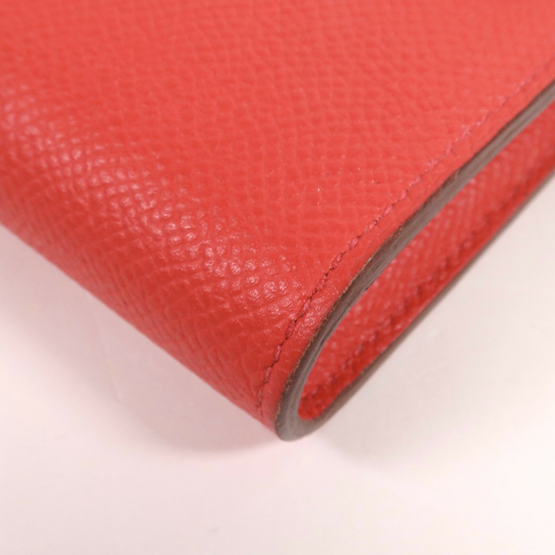 HERMES Epsom皮革Kelly Long Wallet銀扣長錢包Rouge Casaque-10
