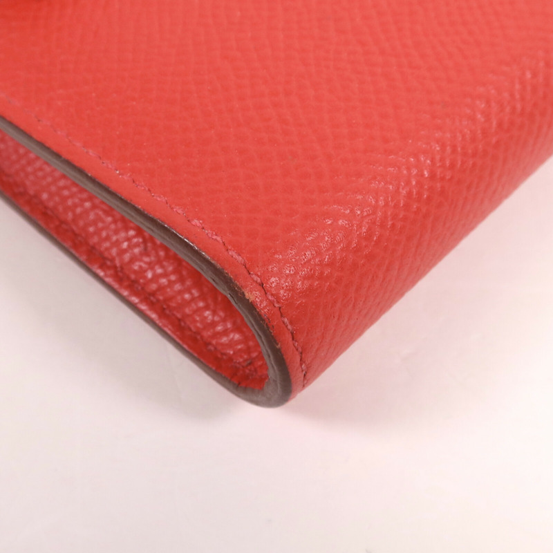 HERMES Epsom皮革Kelly Long Wallet銀扣長錢包Rouge Casaque-11