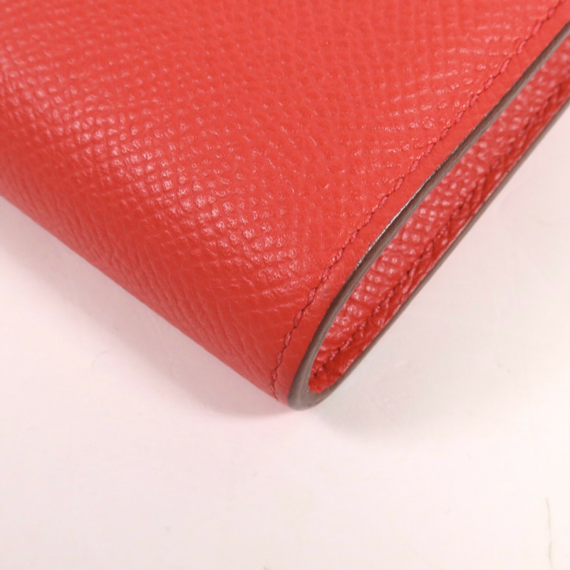 HERMES Epsom皮革Kelly Long Wallet銀扣長錢包Rouge Casaque-12