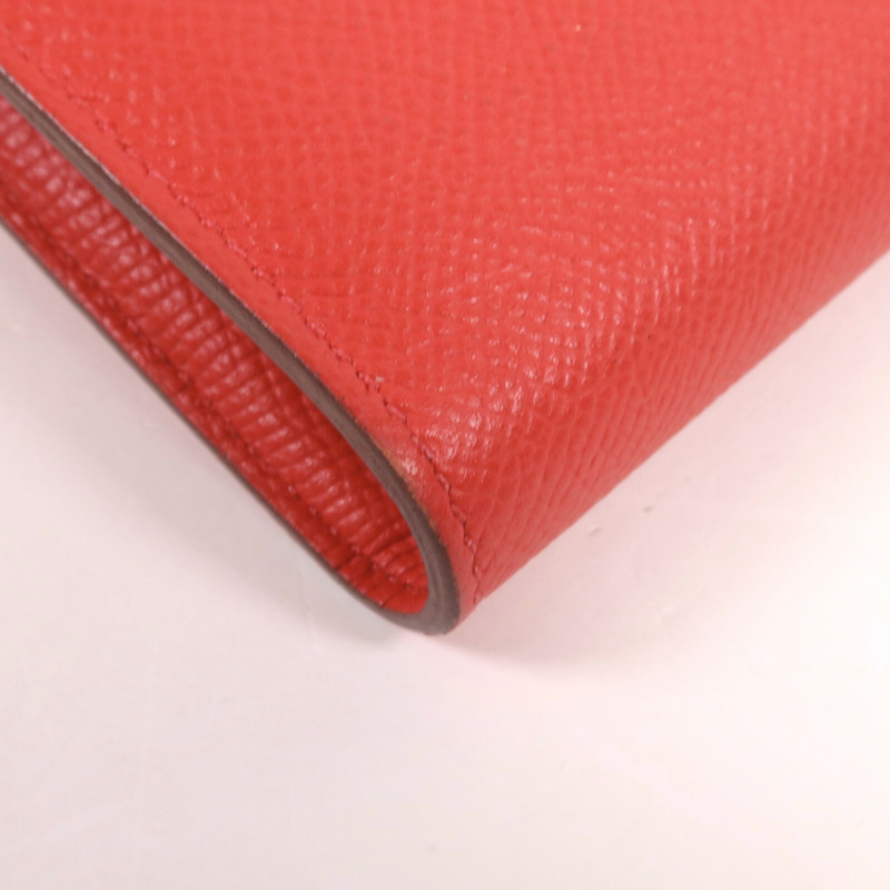 HERMES Epsom皮革Kelly Long Wallet銀扣長錢包Rouge Casaque-13