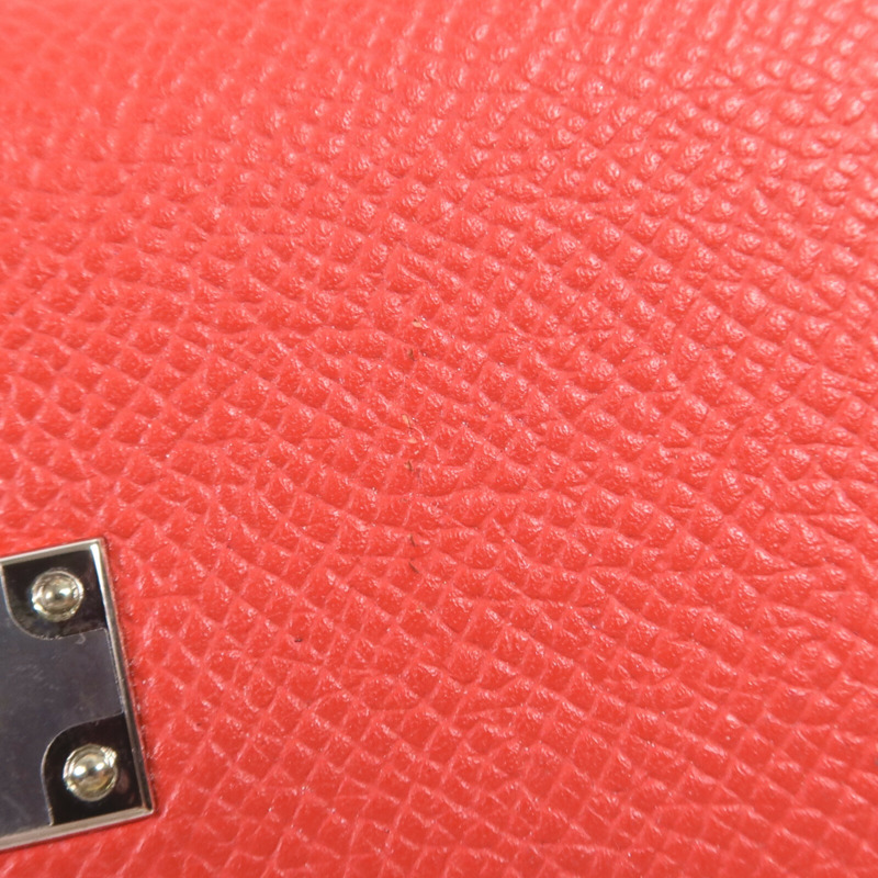 HERMES Epsom皮革Kelly Long Wallet銀扣長錢包Rouge Casaque-14