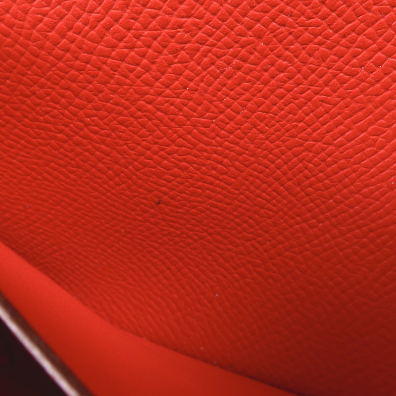 HERMES Epsom皮革Kelly Long Wallet銀扣長錢包Rouge Casaque-15