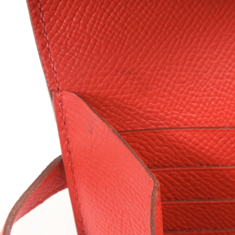 HERMES Epsom皮革Kelly Long Wallet銀扣長錢包Rouge Casaque-16