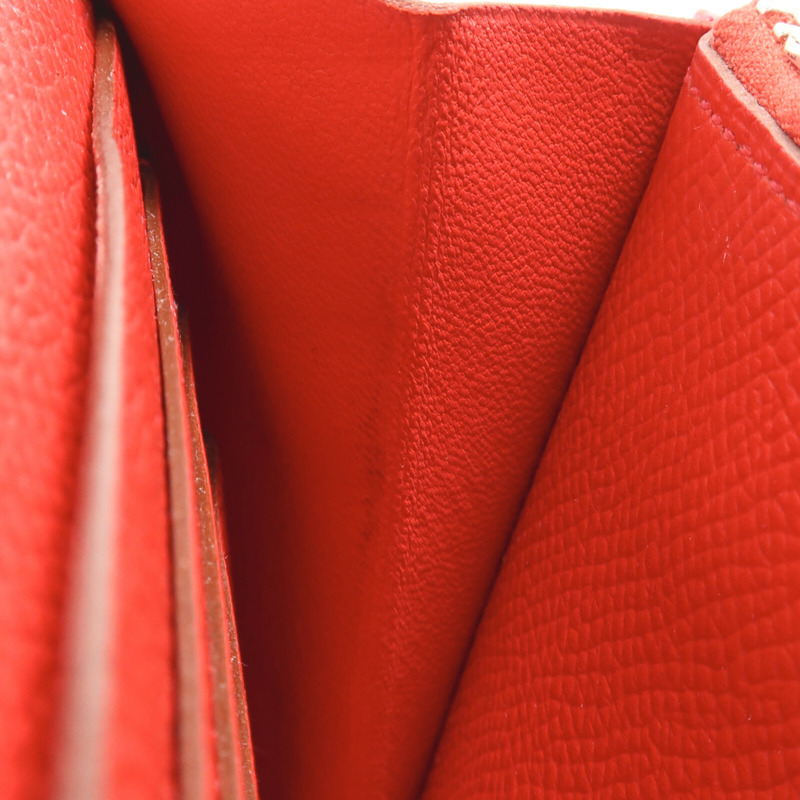 HERMES Epsom皮革Kelly Long Wallet銀扣長錢包Rouge Casaque-17
