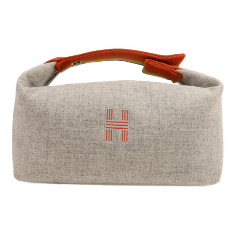 HERMES 羊毛Bride A Brac Case銀扣手挽袋