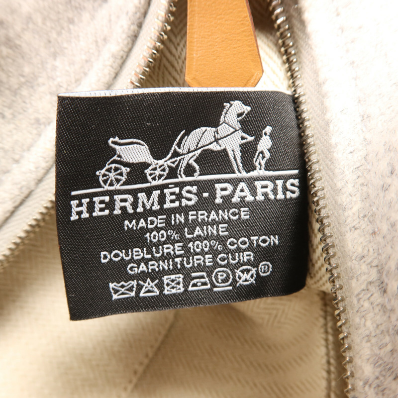 HERMES 羊毛Bride A Brac Case銀扣手挽袋-5