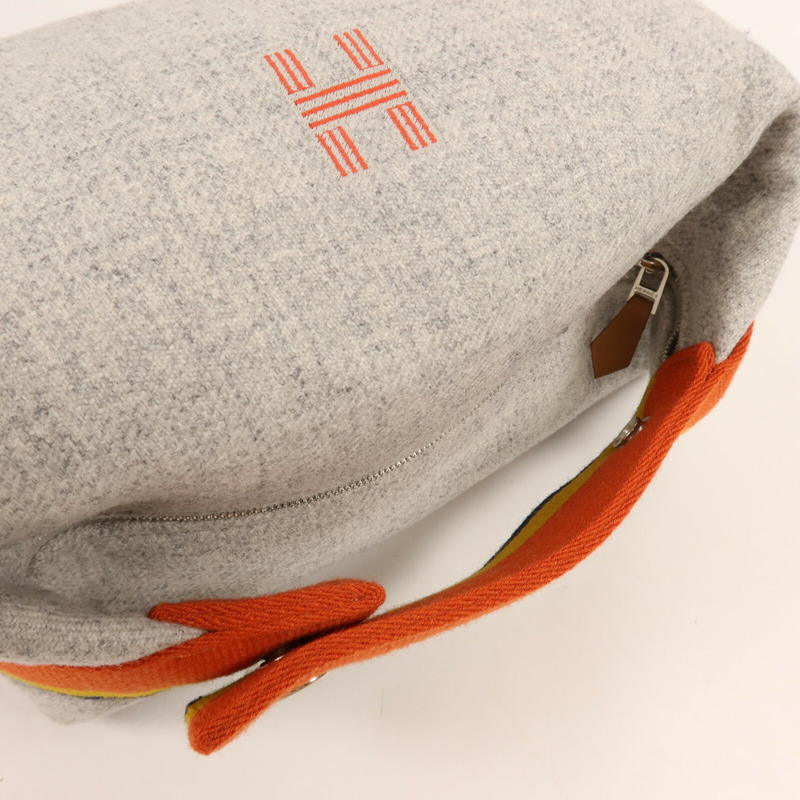 HERMES 羊毛Bride A Brac Case銀扣手挽袋-8