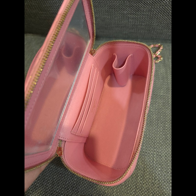 CHANEL VANITY 超美櫻花粉盒子包-15