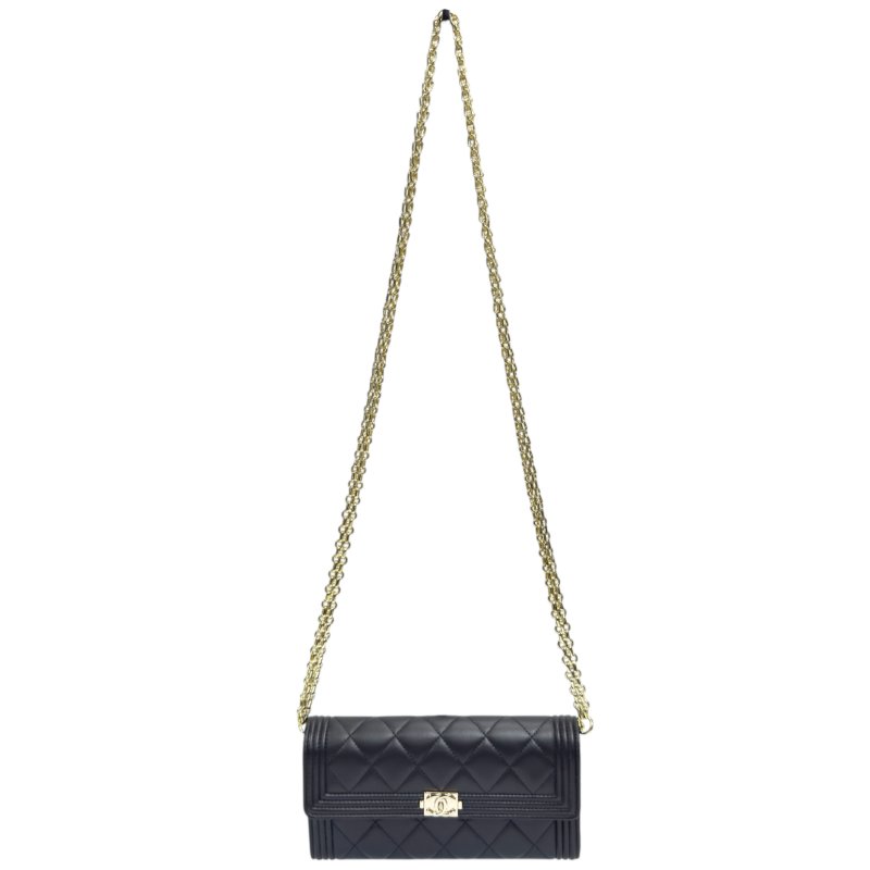 CHANEL *自加鏈>送無品牌扣+無品牌鏈帶* Boy 長銀包 WOC-1