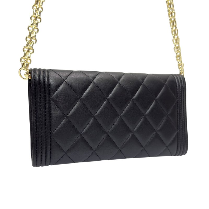 CHANEL *自加鏈>送無品牌扣+無品牌鏈帶* Boy 長銀包 WOC-7