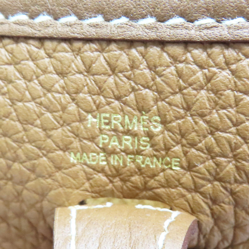 金棕色 Togo牛皮 Mini Evelyne U刻 肩背包 金扣【HERMES 愛馬仕】-5