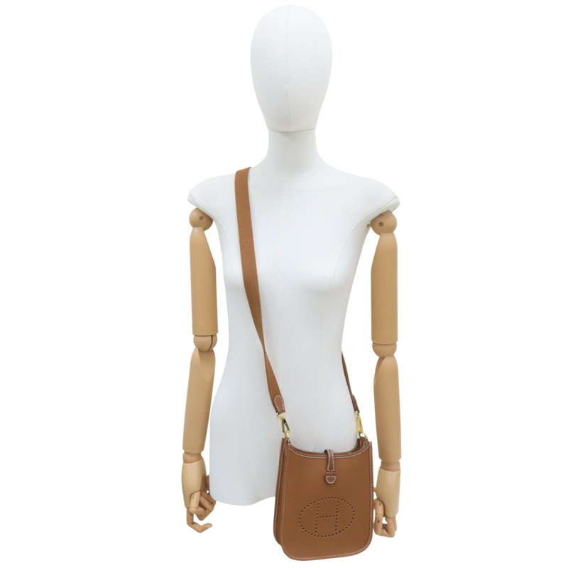 金棕色 Togo牛皮 Mini Evelyne U刻 肩背包 金扣【HERMES 愛馬仕】-7