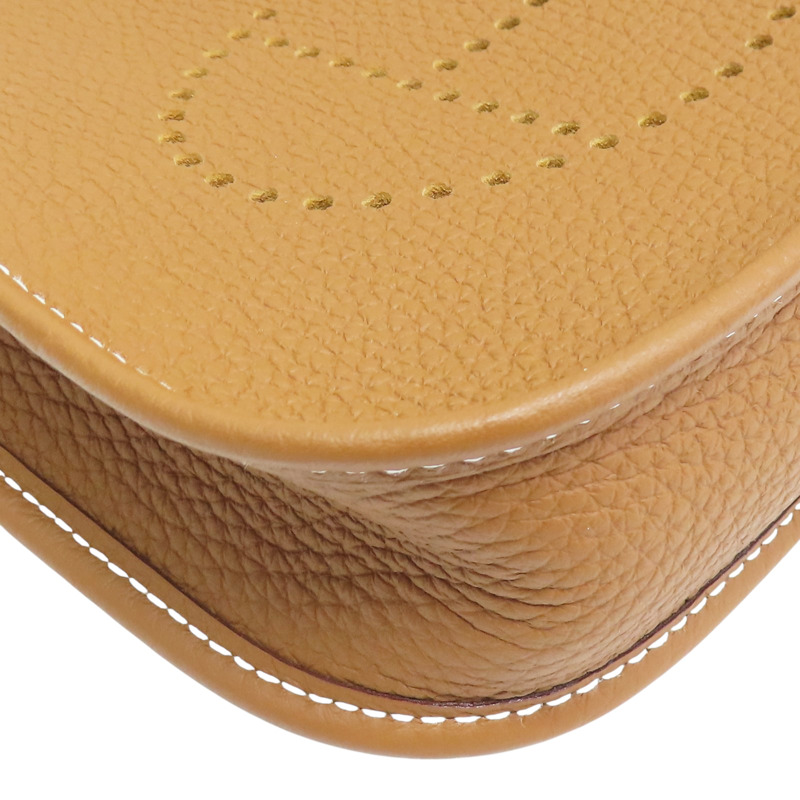 金棕色 Togo牛皮 Mini Evelyne U刻 肩背包 金扣【HERMES 愛馬仕】-8