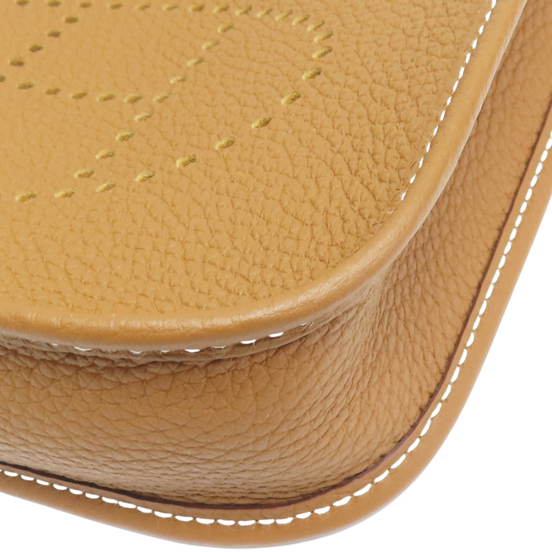 金棕色 Togo牛皮 Mini Evelyne U刻 肩背包 金扣【HERMES 愛馬仕】-9