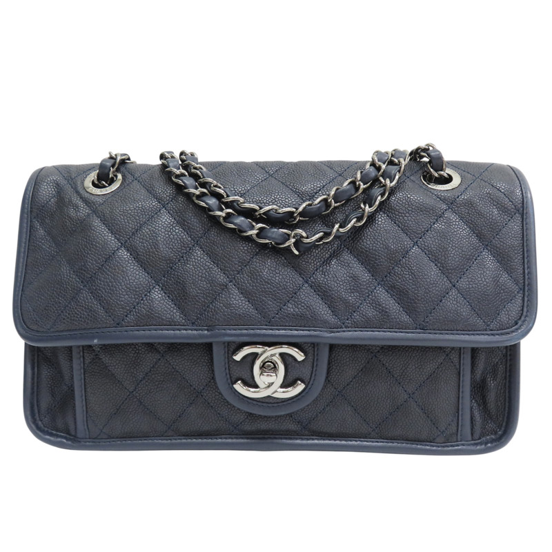 藍色 牛皮 French Riviera 肩背包 銀釦【CHANEL 香奈兒】-0