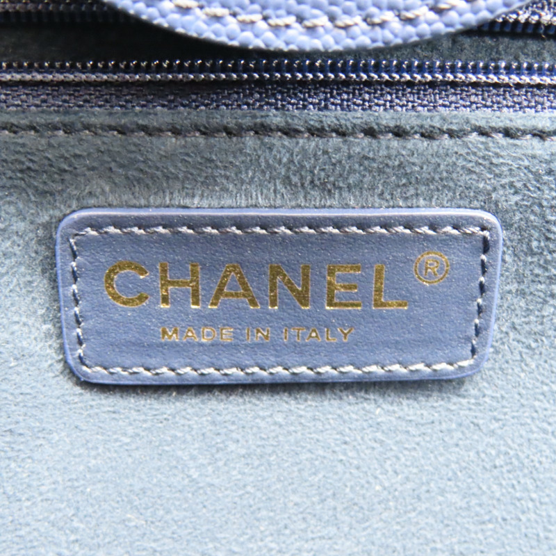 藍色 牛皮 Deauville 鉚釘 兩用包 金釦 無卡【CHANEL 香奈兒】 A57069-6