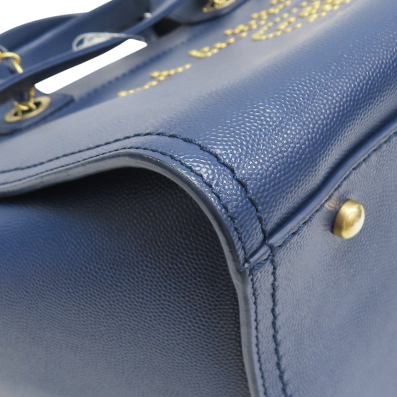 藍色 牛皮 Deauville 鉚釘 兩用包 金釦 無卡【CHANEL 香奈兒】 A57069-10