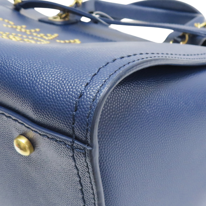 藍色 牛皮 Deauville 鉚釘 兩用包 金釦 無卡【CHANEL 香奈兒】 A57069-11